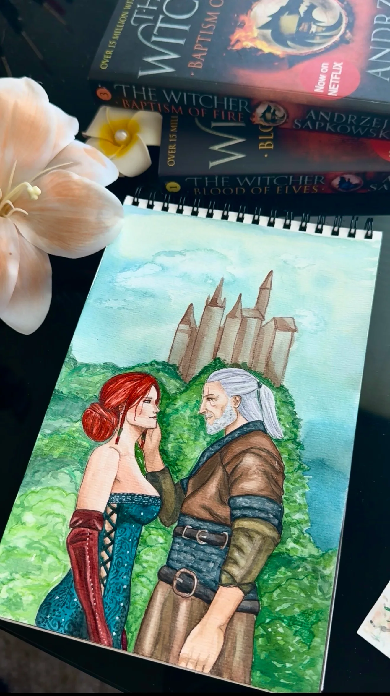 Triss & Geralt Watercolor Painting
