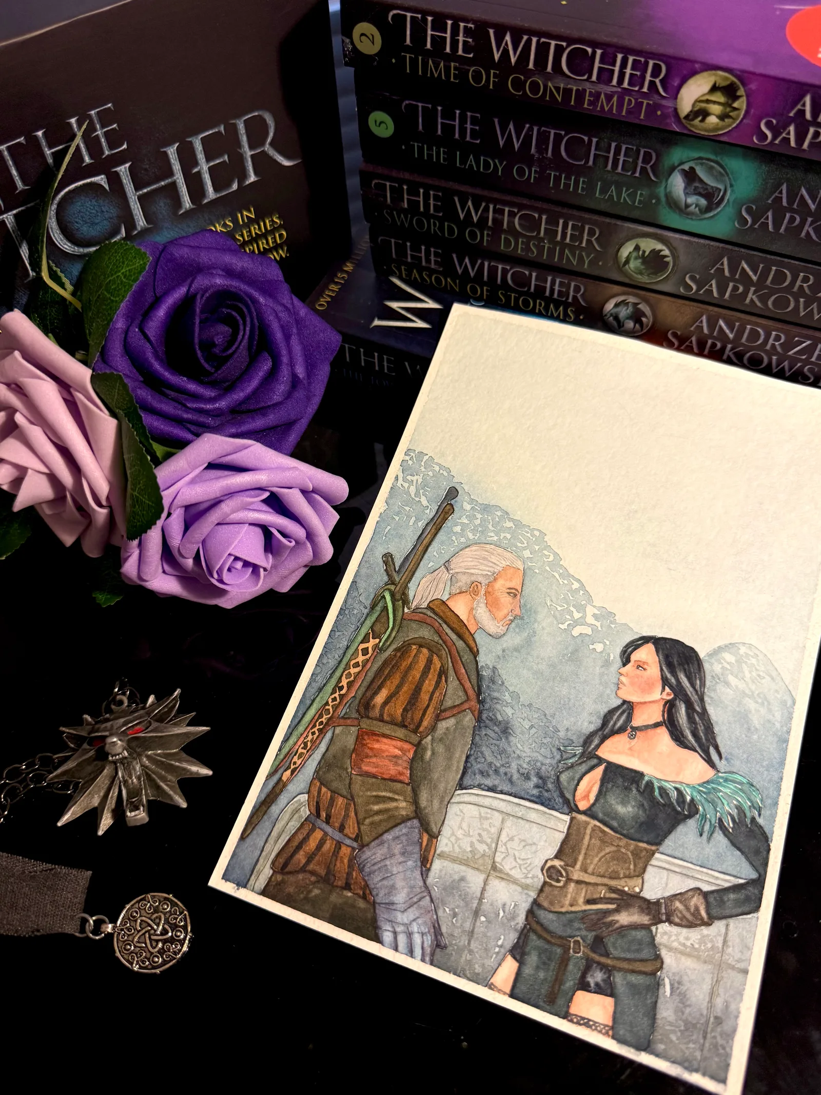 Yennefer & Geralt Watercolor Painting